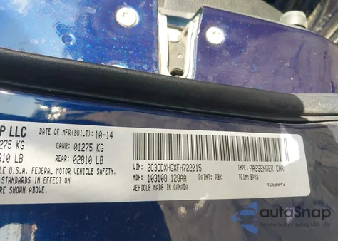 2015 Dodge Charger Sxt z USA, uszkodzony, nr VIN 2C3CDXHGXFH722015